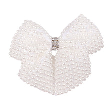 Load image into Gallery viewer, 2 Pcs/lot 3.5" White Rhinestone Bow For Girl Kids Cute Pearls Hair Bow