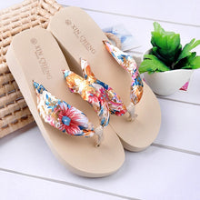 Load image into Gallery viewer, Bohemia Floral Beach Sandals Wedge Platform Thongs Slippers