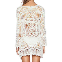 Load image into Gallery viewer, Women White Summer Sexy Lace Hollow Knit Bikini Cover up