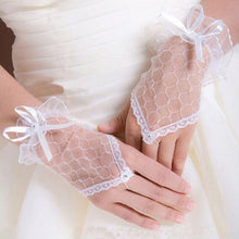 Load image into Gallery viewer, Bride Party Gloves Fingerless Sexy Lace Short Bow Gloves for Women