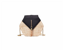 Load image into Gallery viewer, Hexagon Multi Style Straw + leather Handbag Women