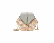 Load image into Gallery viewer, Hexagon Multi Style Straw + leather Handbag Women
