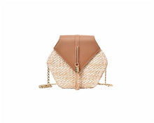 Load image into Gallery viewer, Hexagon Multi Style Straw + leather Handbag Women