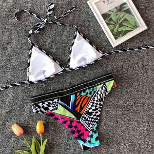 Buckle Print Bikini Set High Waist Swimwear Bikinis 2019