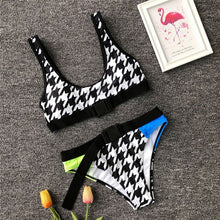 Load image into Gallery viewer, Plaid Bikinis 2019 Buckle High Waist Women