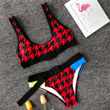 Load image into Gallery viewer, Plaid Bikinis 2019 Buckle High Waist Women