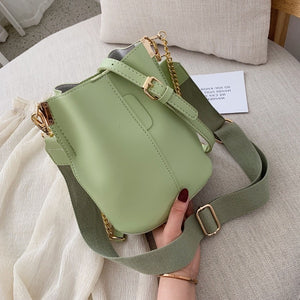 Solid Color Pu Leather Bucket Bags For Women 2019
