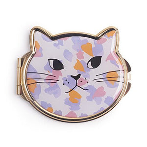 Metal Cat Compact Pocket Mirror For Woman Double Sided Folding Mirror 1 Piece